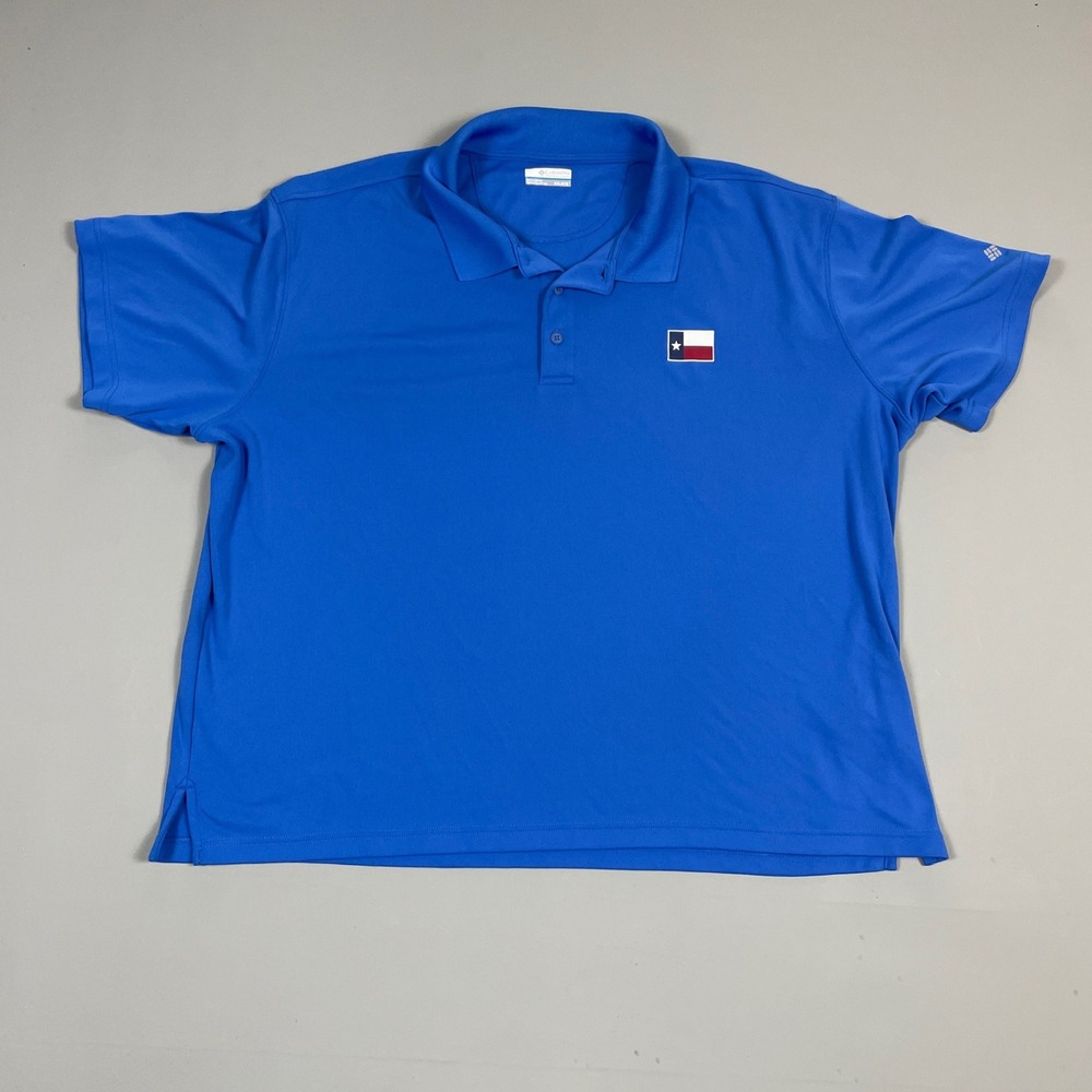 Columbia PFG Mens Texas Flag Polo Shirt Short Sleeve Blue Performance XXL